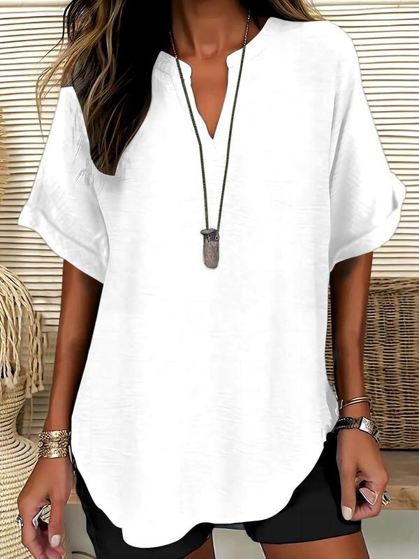 Xalina | Soft-Touch Notched-Neck Blouse