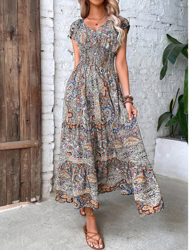 Marisela | Sleeveless Paisley Print Midi Dress