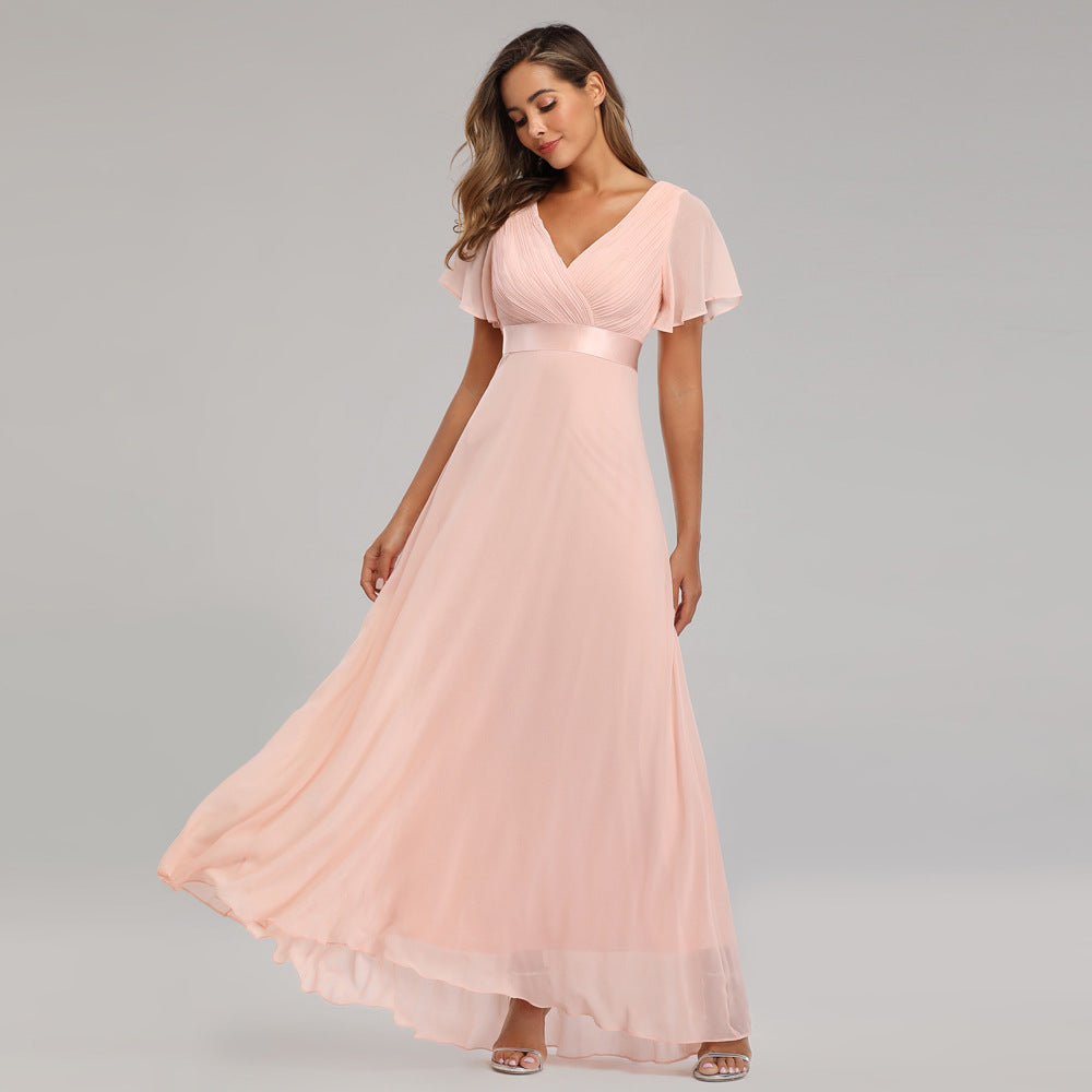 Orelia | Short Sleeve V Neck Flowing Maxi Dress
