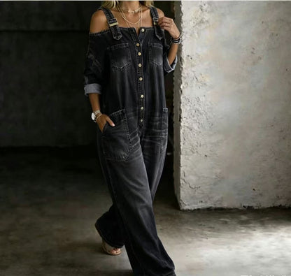 Sophia | Off Shoulder Denim Jumpsuit