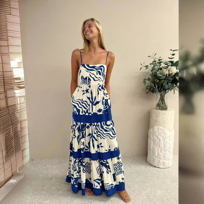 Lace Splicing Sleeveless Midi Dress