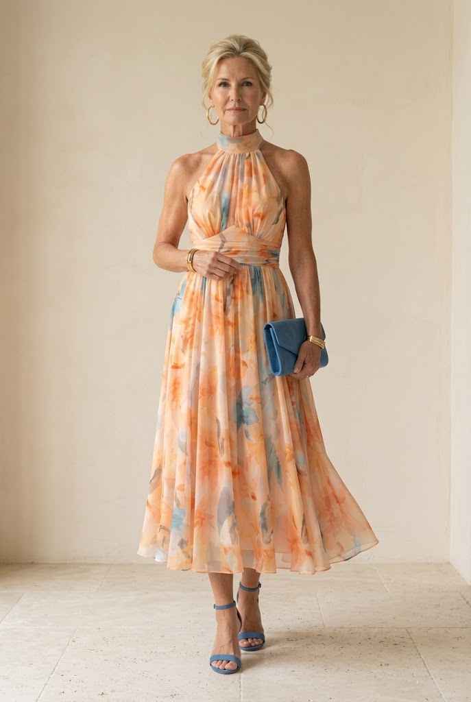 Elin | Soft Halter Midi Dress