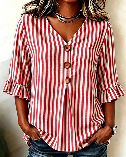 Jessara | Ruffle-Sleeve Linen Blouse