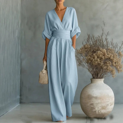 Wanda | Cross Front Wide Leg Jumpsuit