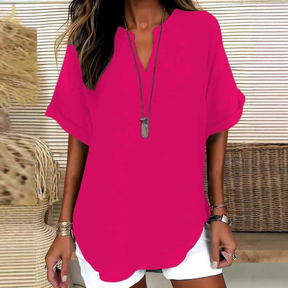 Xalina | Soft-Touch Notched-Neck Blouse