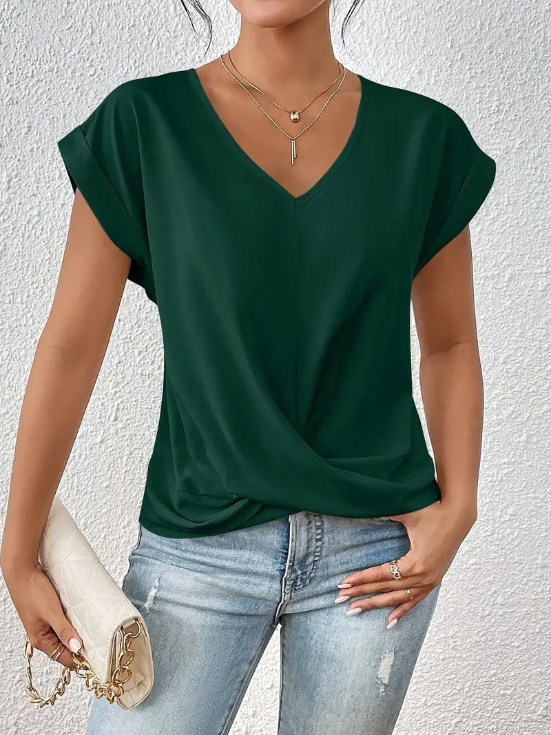 Tirenne | Fluid Draped V-Neck Blouse