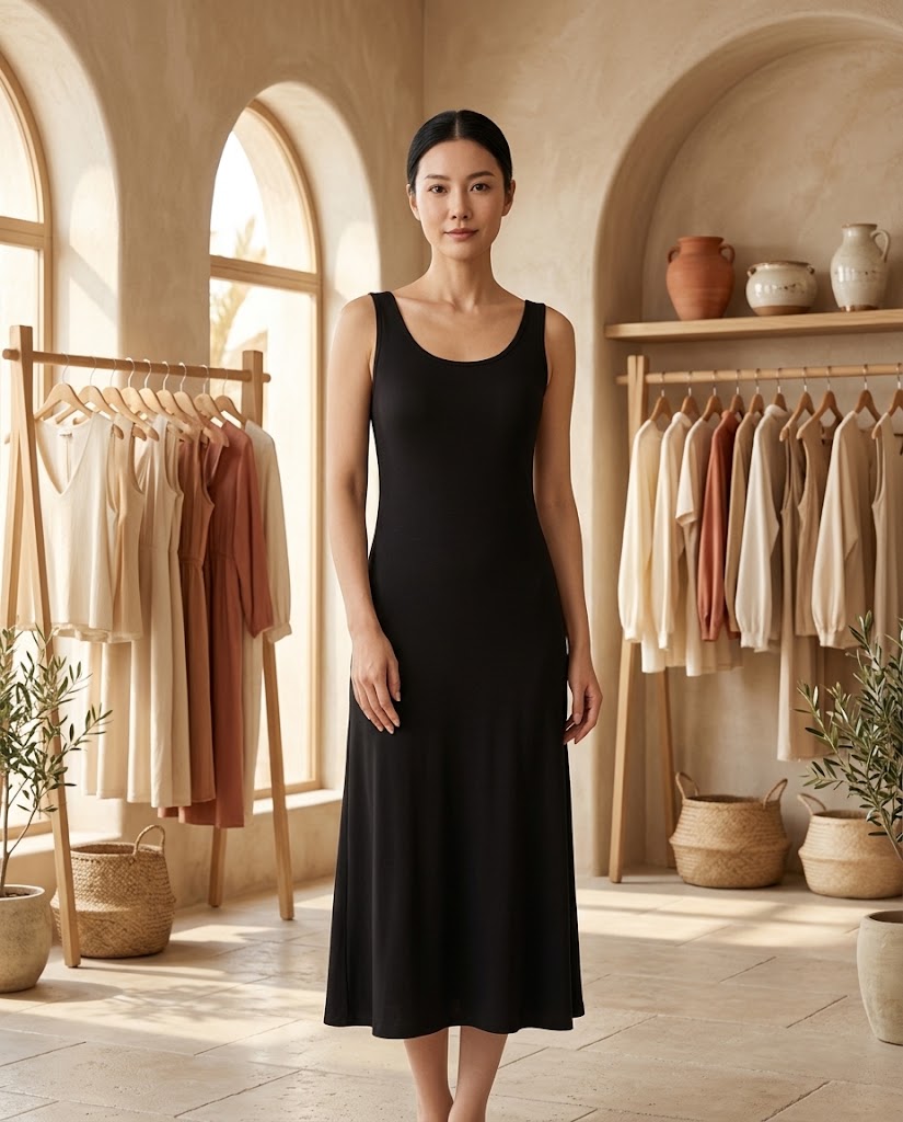 Ismerie | Easy Drape Midi Dress Threadded