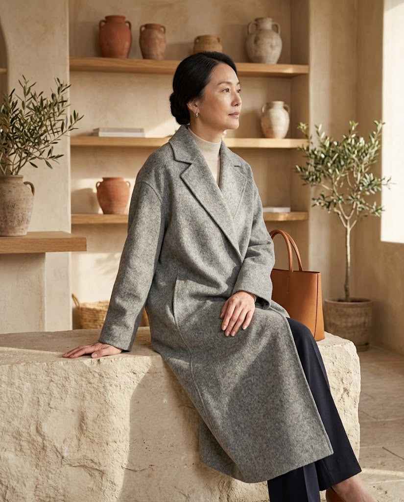 Women's Double-breasted Long Wool Coat
