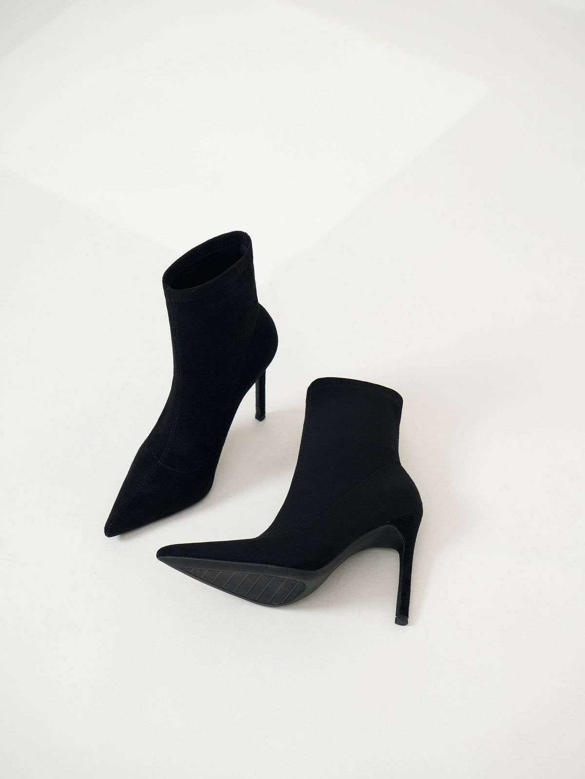 LuxeStride | Chocolate Brown Pointed Toe Sock Boots - Sleek Minimalist Ankle Booties