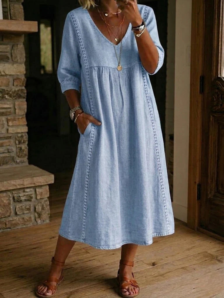 Clara | Peter Pan Collar Denim Dress