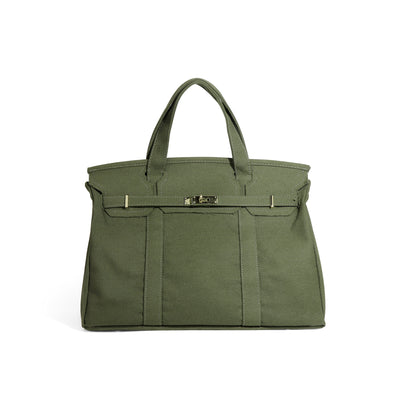 Casual Color Block Canvas Tote Bag