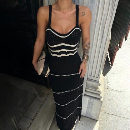 Valora | Spaghetti Strap Crochet Detail Maxi Dress
