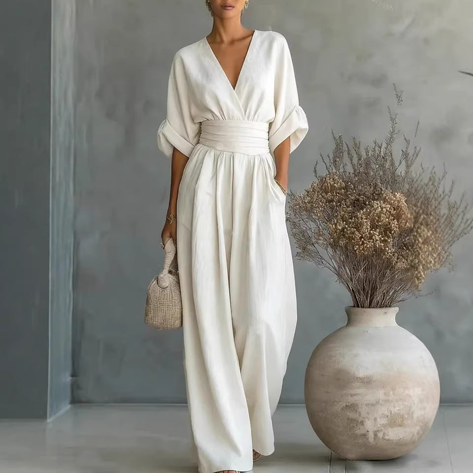 Wanda | Cross Front Wide Leg Jumpsuit