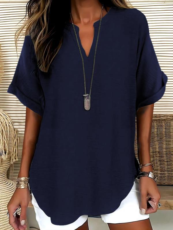 Xalina | Soft-Touch Notched-Neck Blouse