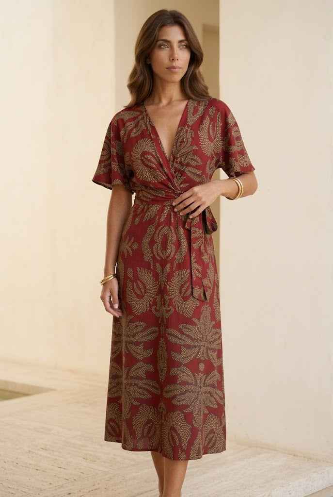 Lune | Natural Wrap Midi Dress