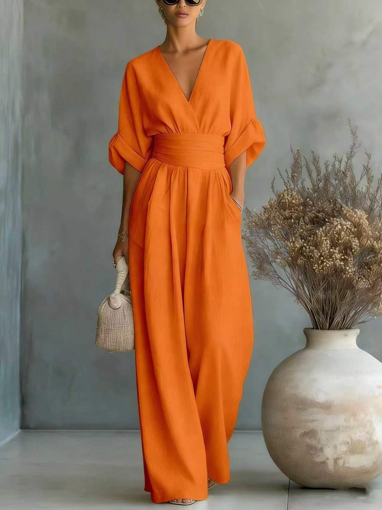 Wanda | Cross Front Wide Leg Jumpsuit