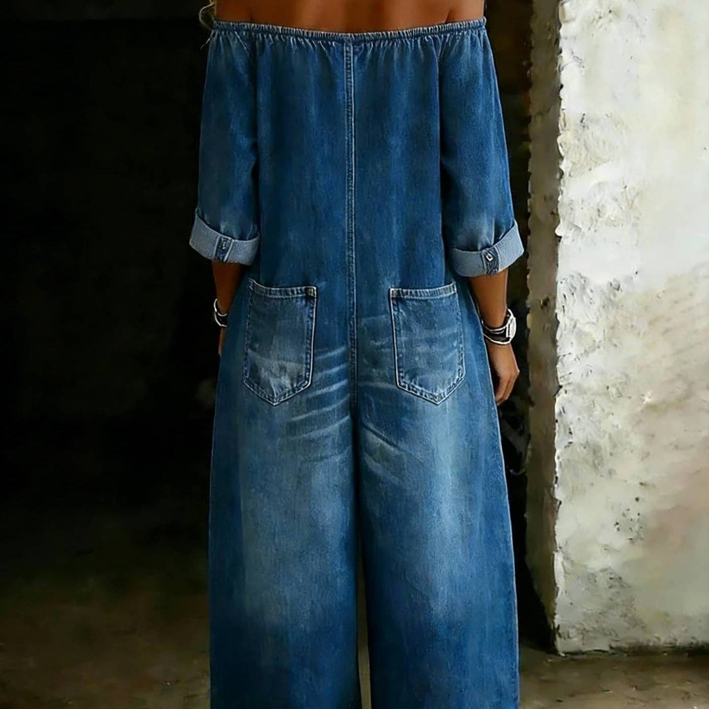 Amanda | One Piece Denim Shirt Jumpsuit