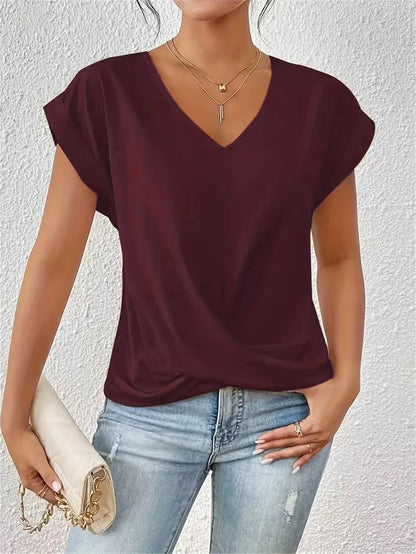 Tirenne | Fluid Draped V-Neck Blouse