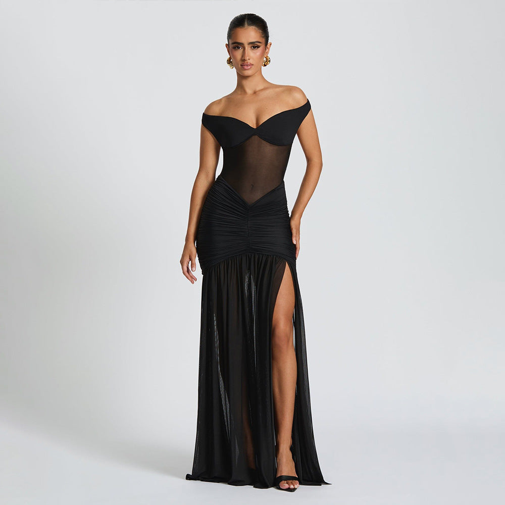 Zephyra | Halter Neck Crochet Fringe Detail Maxi Dress