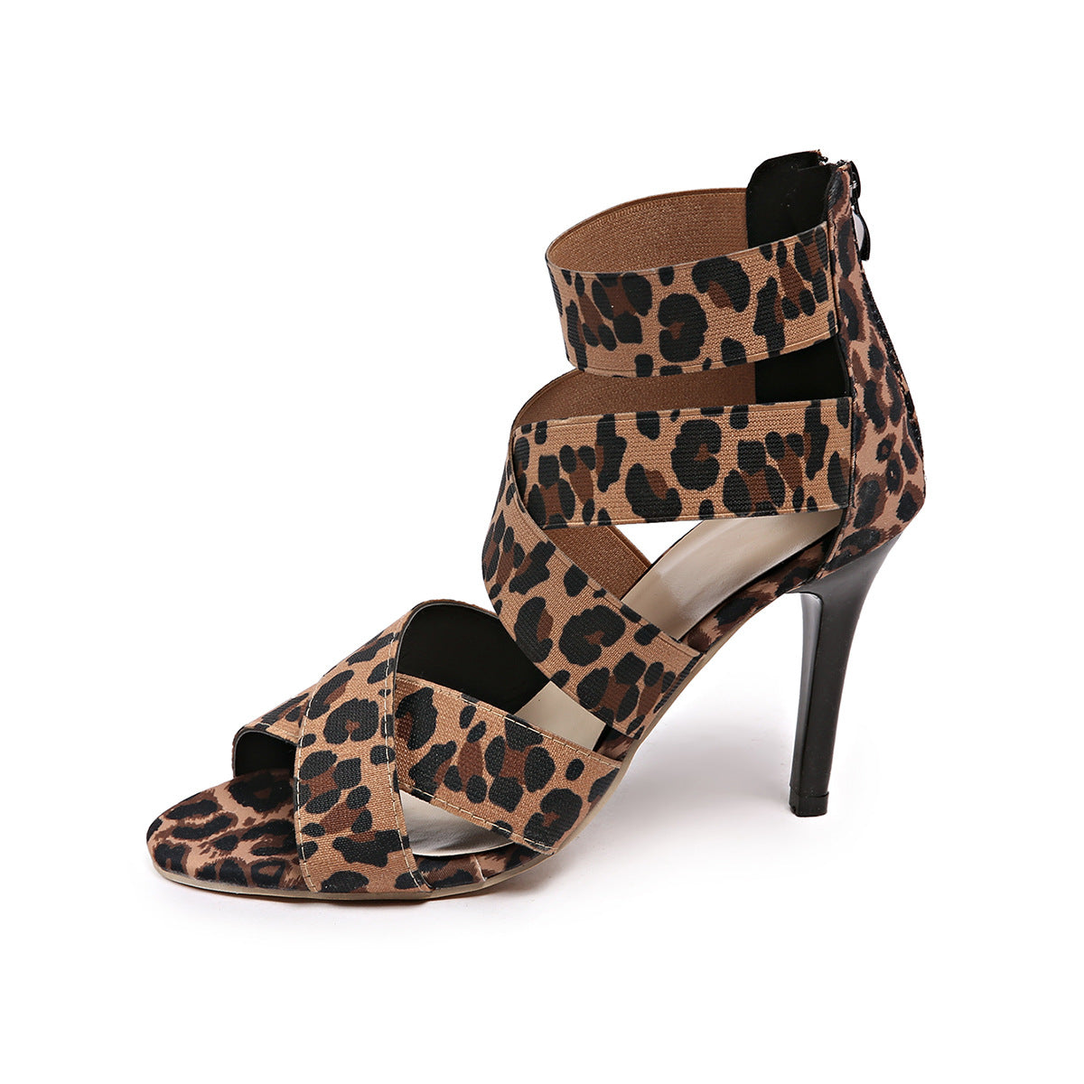 NoirStep | Black Strappy Stiletto Heels - Edgy Caged Night Out Sandals