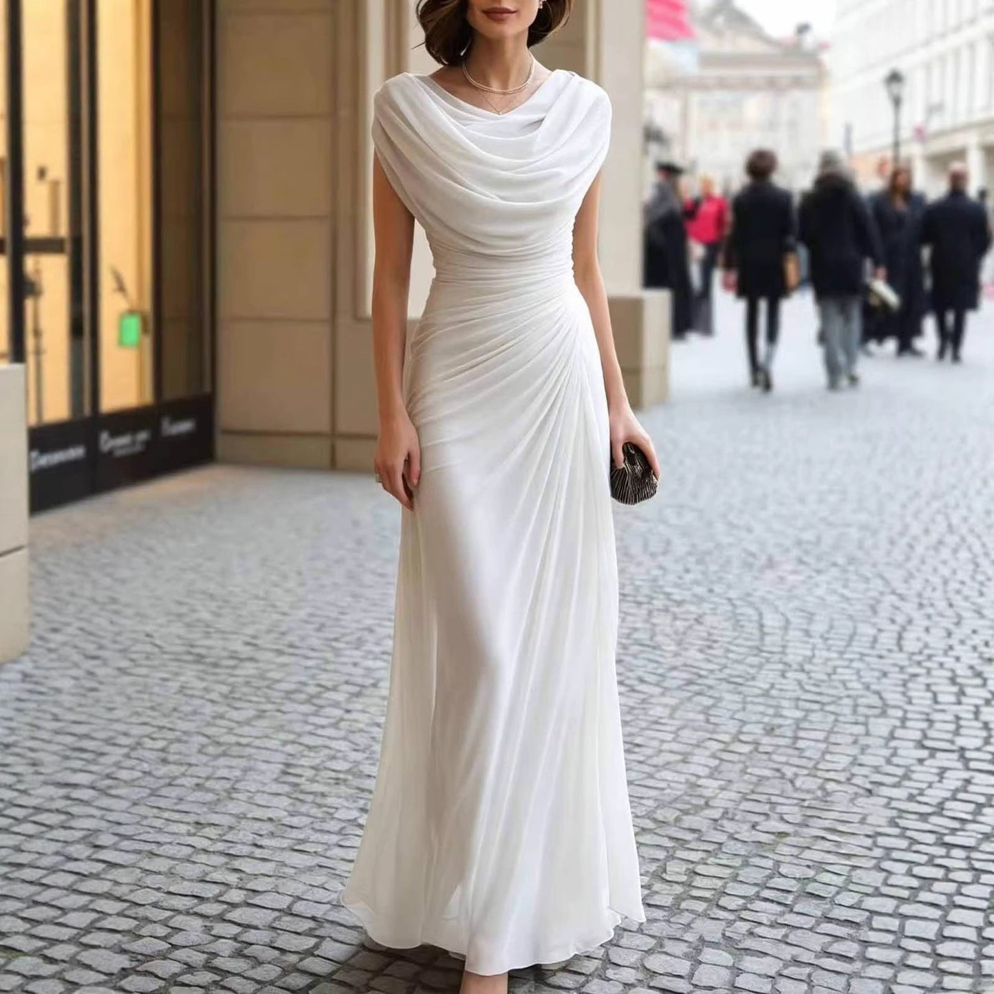 Thael | One Shoulder Draped Bodice Maxi Dress