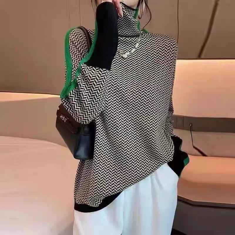 MILA | CHIC HIGH-NECK PATTERNED SWEATER