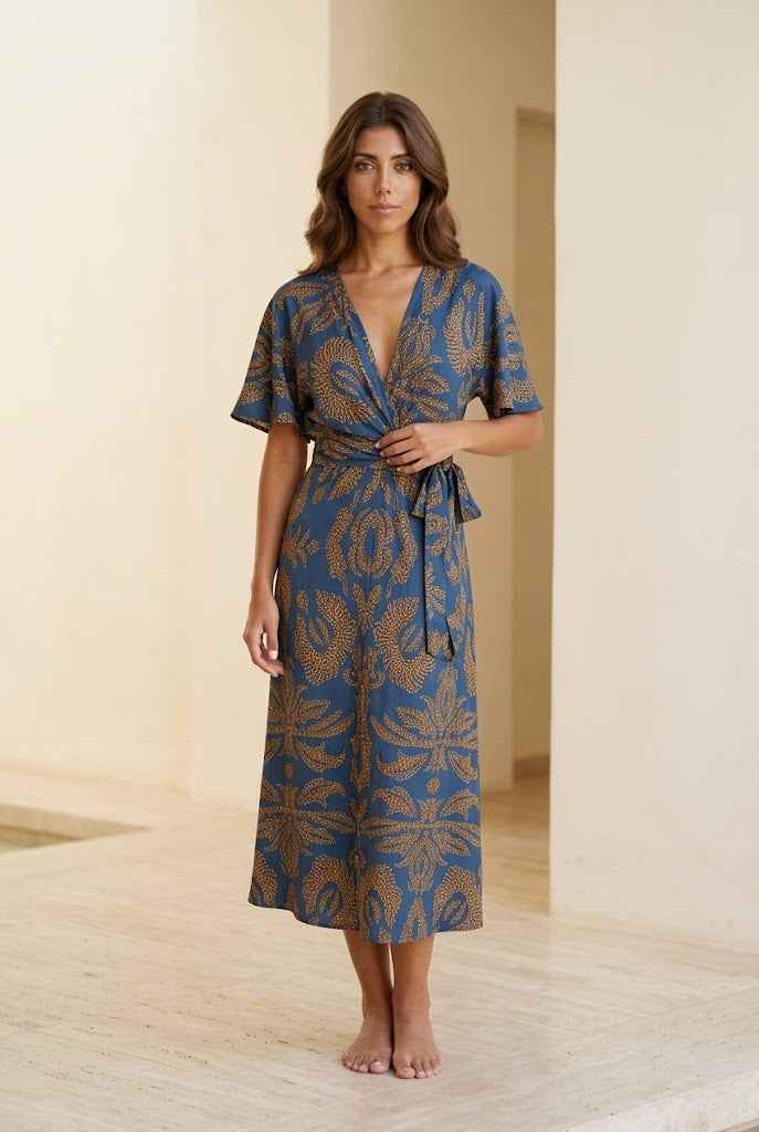 Lune | Natural Wrap Midi Dress