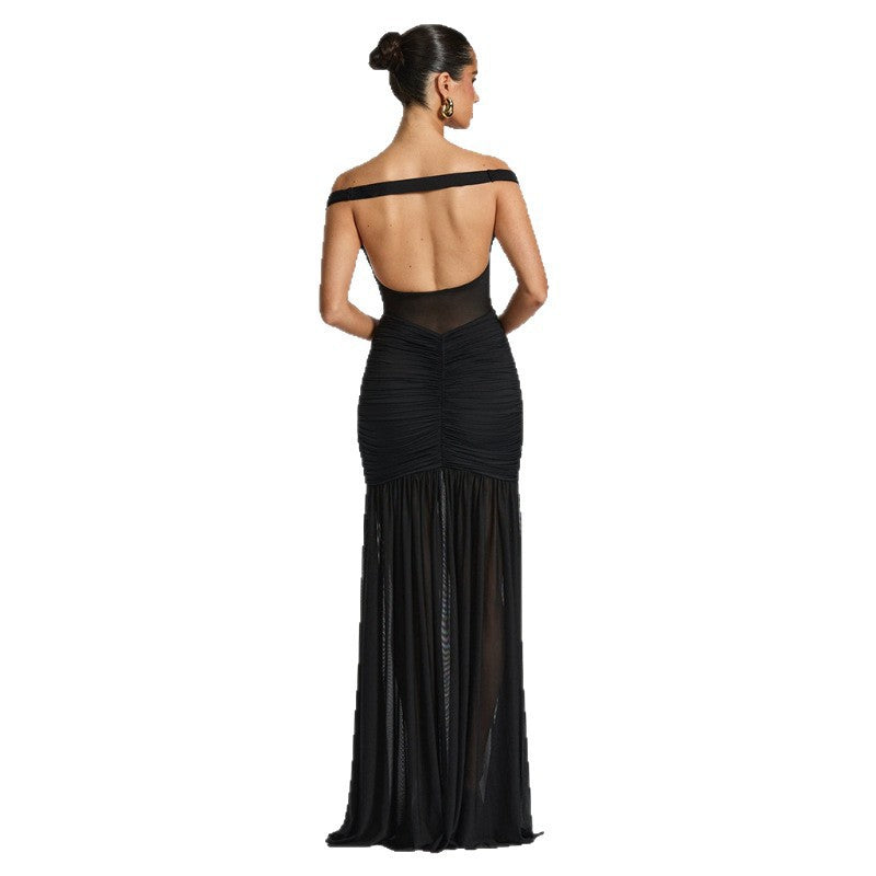 Zephyra | Halter Neck Crochet Fringe Detail Maxi Dress