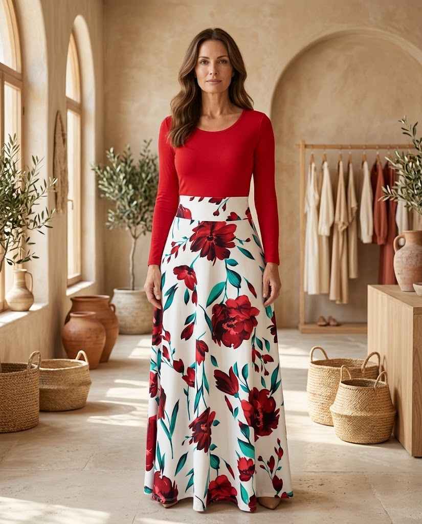 Plus Size Floral Wrap Skirt