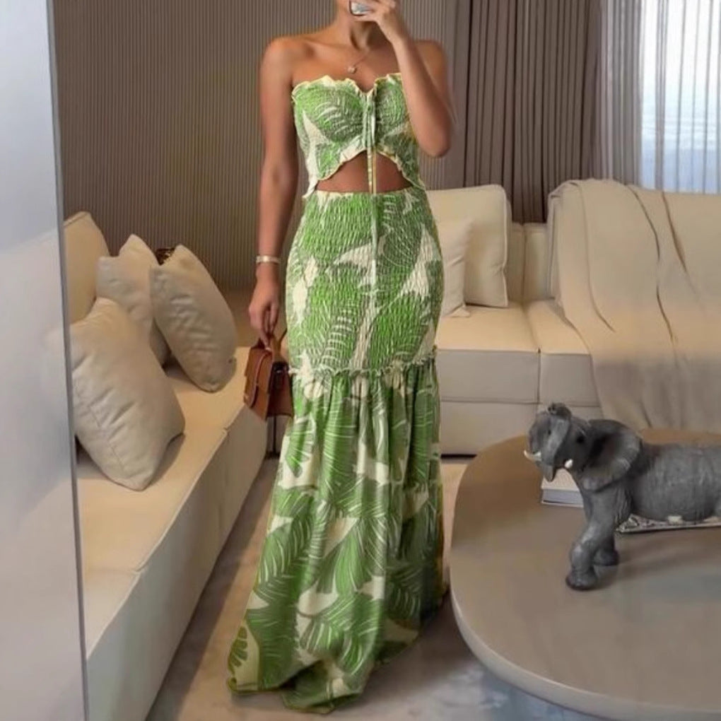 Azaria | Strapless Two Piece Printed Maxi Dress Set