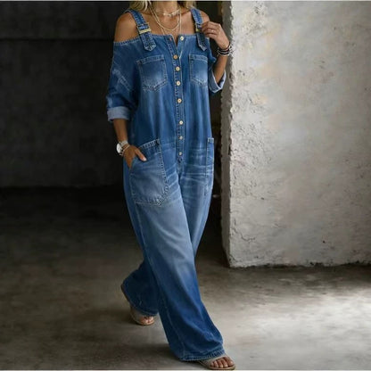 Sophia | Off Shoulder Denim Jumpsuit