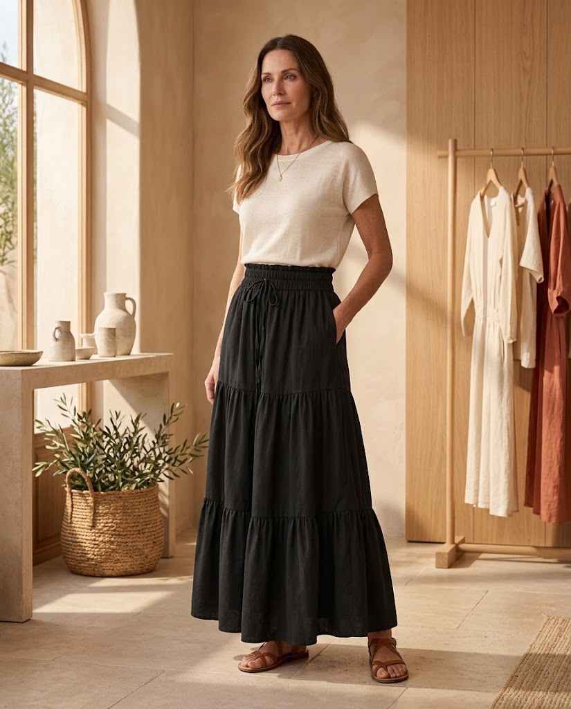 Maribel Women?s Floral Print Elastic-Waist Skirt
