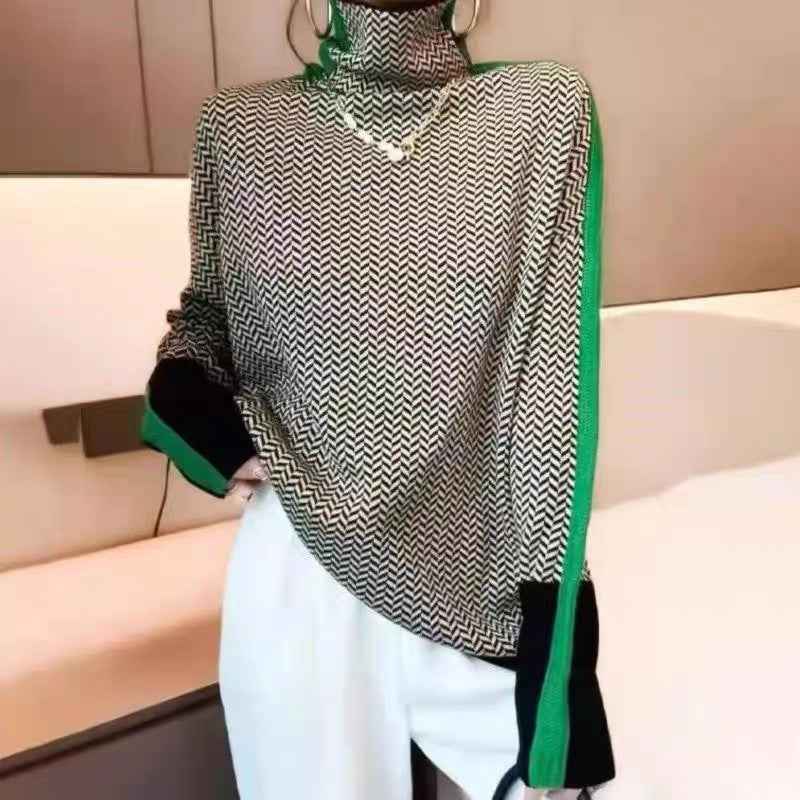 MILA | CHIC HIGH-NECK PATTERNED SWEATER