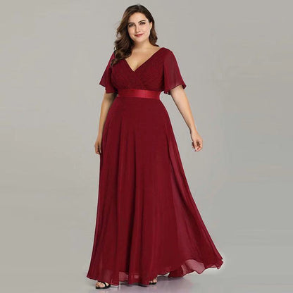 Orelia | Short Sleeve V Neck Flowing Maxi Dress