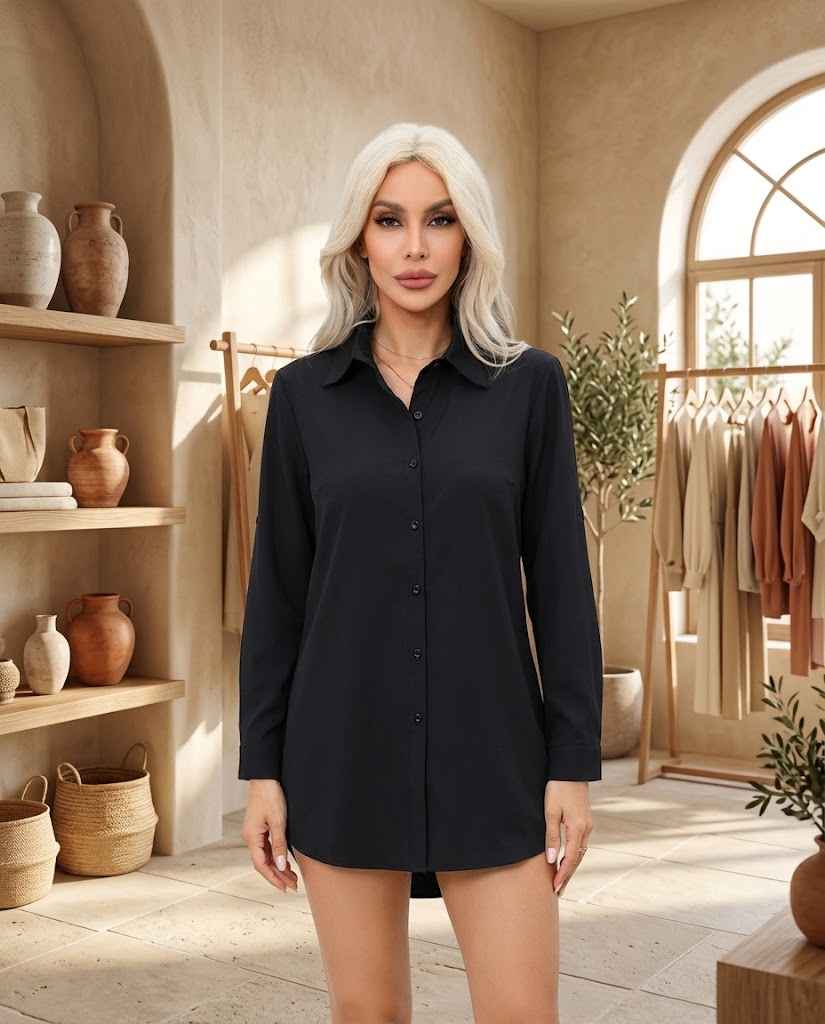 Jeanne | Long Blouse with V-Neck