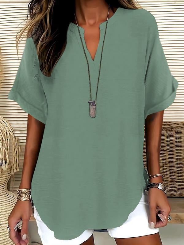 Xalina | Soft-Touch Notched-Neck Blouse