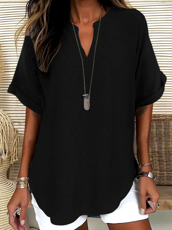 Xalina | Soft-Touch Notched-Neck Blouse