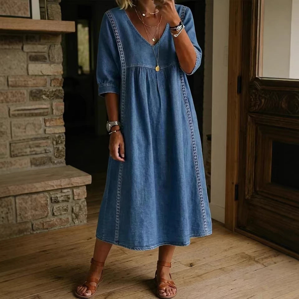 Clara | Peter Pan Collar Denim Dress