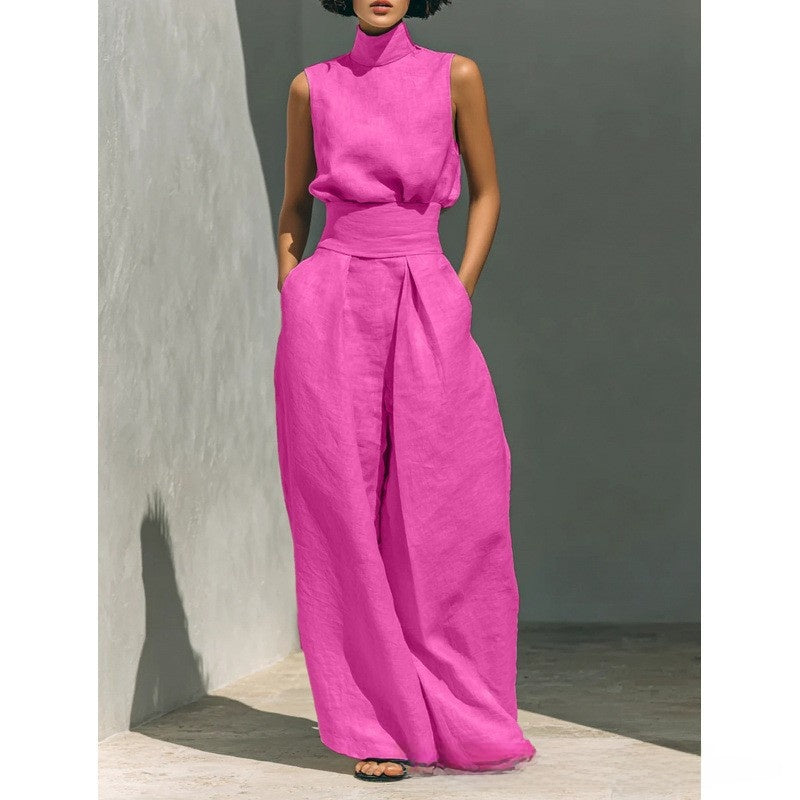 Maria | Complete With Tank Top And Wide-Leg Cotton And Linen Minimalist Outfit