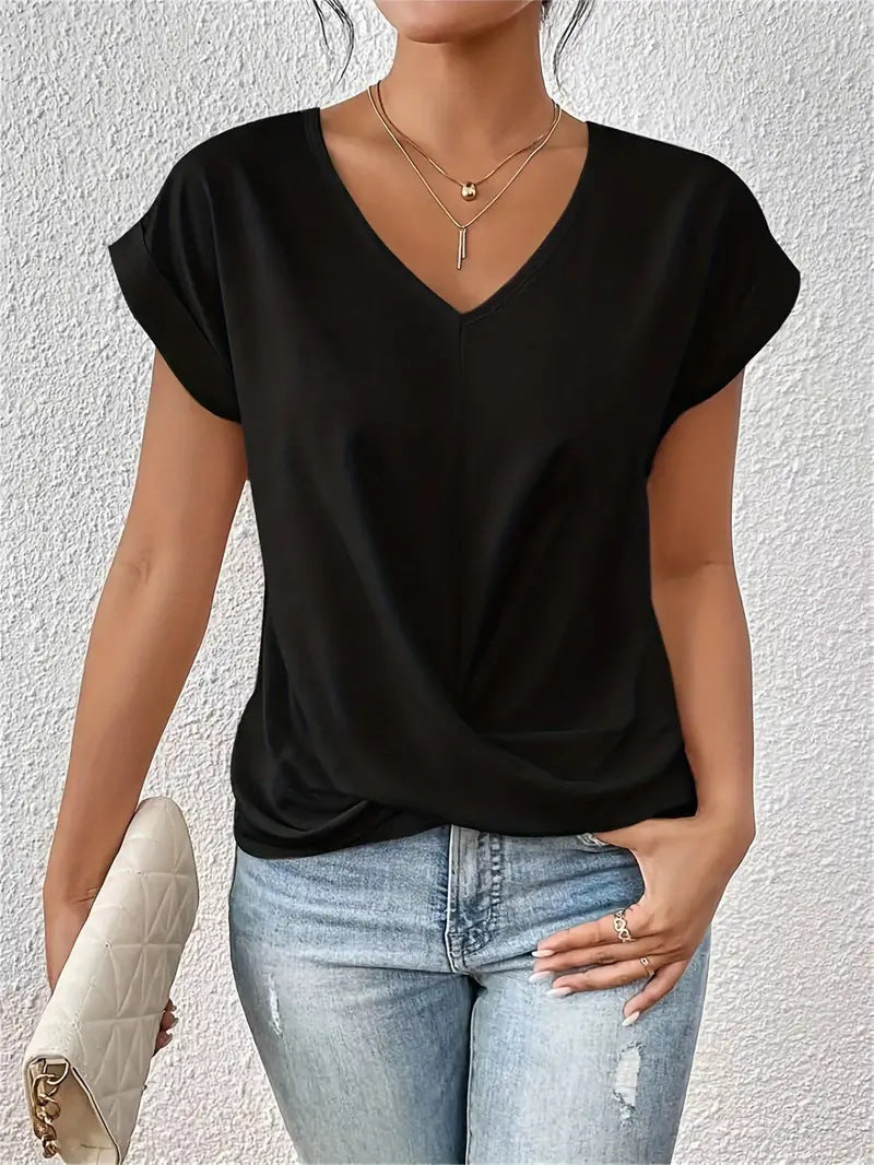 Tirenne | Fluid Draped V-Neck Blouse
