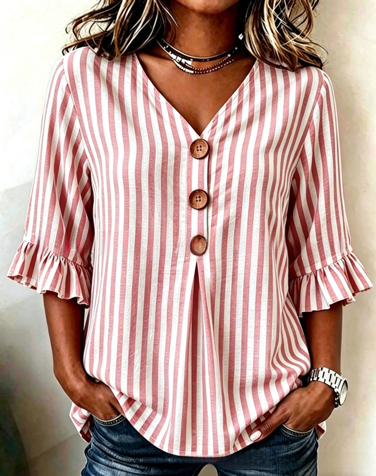 Jessara | Ruffle-Sleeve Linen Blouse