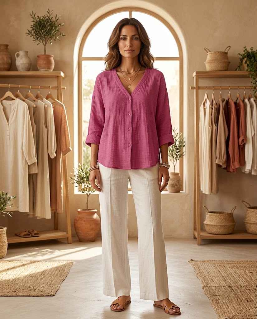 Pauline | Long Blouse with V-Neck