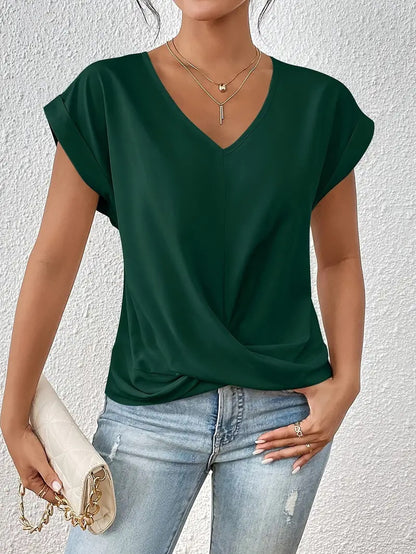 Tirenne | Fluid Draped V-Neck Blouse