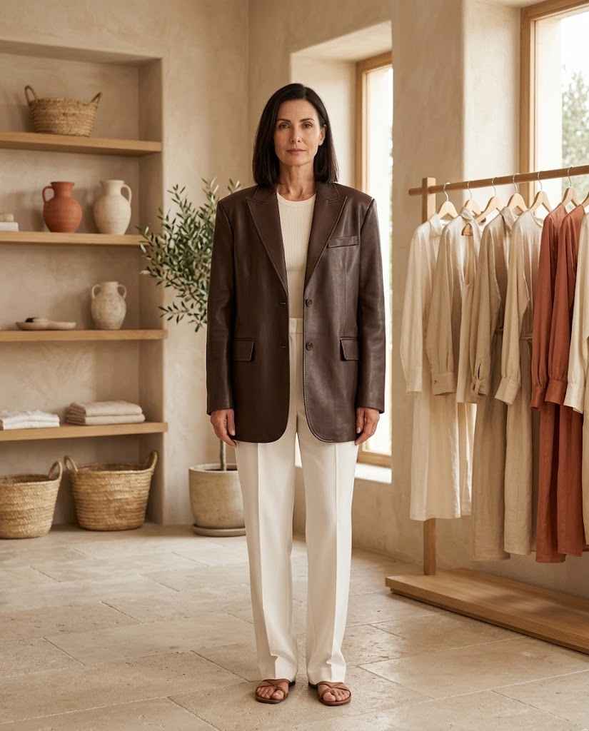 Women's Oversized Faux Leather Blazer with Lapel